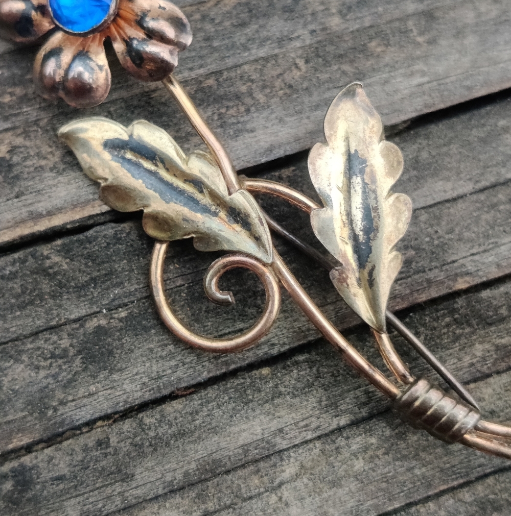 Vintage Van Dell 12k GF Over Sterling Flower Pin - Picture 4 of 7